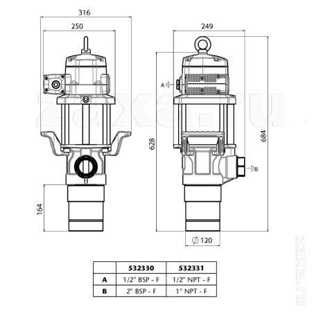 SAMOA 532330 Насос PM60 пневматический для смазки, 3:1