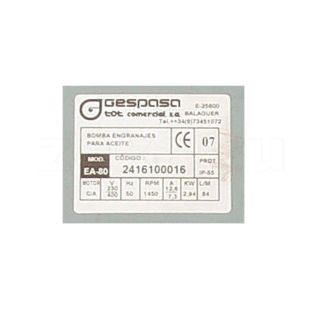 Насос GESPASA ЕА-80 для масла (220/380В, 83 л/мин)