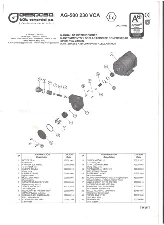 Торцовое уплотнение к насосу AG-500 230 VCA 804601007