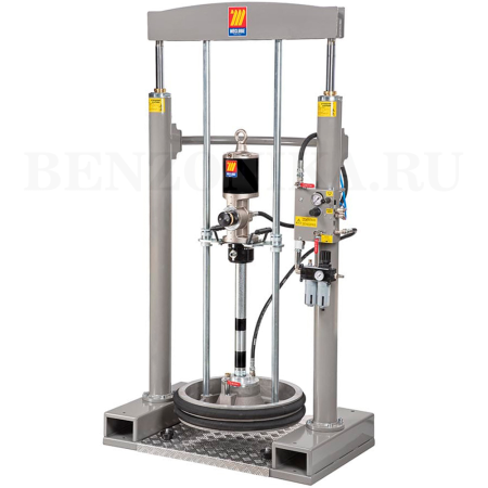 012-1375-P60 Meclube (Италия) - Рамный пресс-подъёмник для бочек со смазкой 180-220 кг, с насосом 75:1, 8 кг/мин