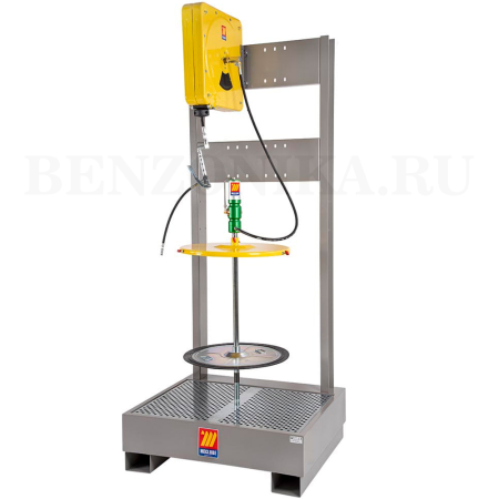 013-1933-010 Meclube (Италия) - Комплект стационарный с пневмонасосом для смазки, 60:1, с закрытой катушкой 10 м. Резервуар для сбора